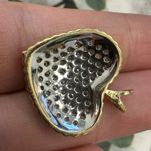 14K yellow gold and diamonds pavè heart necklace 3.9g - Picture 10 of 15